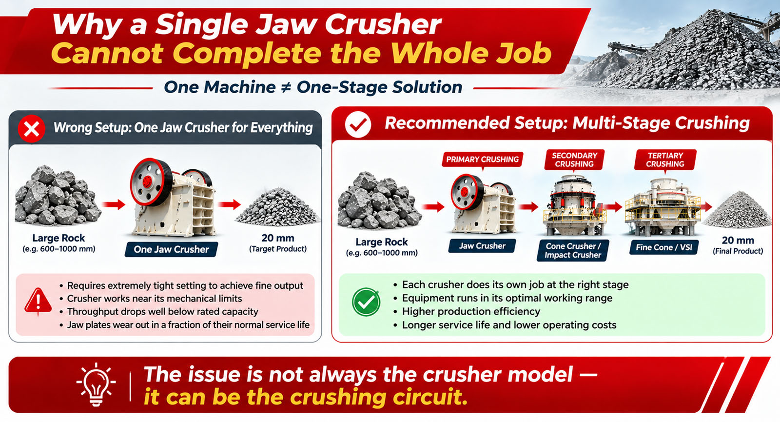 Why Selecting the Wrong Crushing Stage Is More Costly Than Selecting the Wrong Model