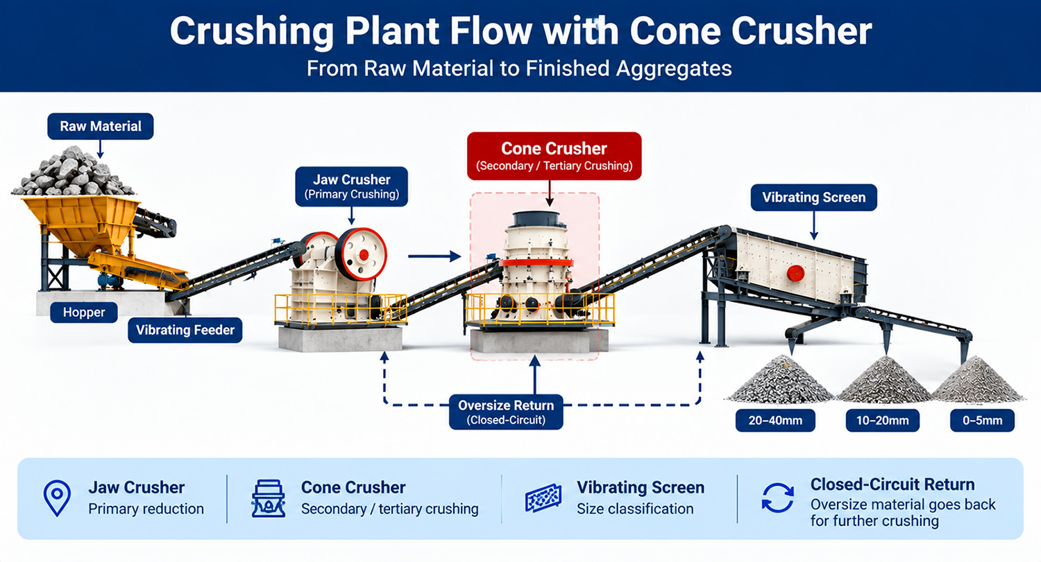Where Does a Cone Crusher Sit in a Crushing Plant Flow?